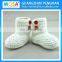 2015 New Hand Crochet Baby Girl White Indoor Shoes Ankle Boots with Red Buttons