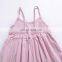 Boutique baby girl plain color gallus factory wholesale price ruffle girls cotton dress