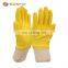 gloves latex powder free work gloves safety construction for work Sewing Yellow nitrile latex wrinkling gloves