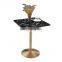 Modern Custom Milk Shop Cafe Shop Gold Wrought Metal Iron High Marble Bar Table