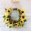 Wholesales Amazon Best Selling Artificial Flowers Bouquet Home Door Party Wedding Wall Decoration Sunflower Wreath Ring