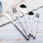 High Quality Wood Grain ABS Plastic Handle Sterling Silverware Reusable Cutlery Set
