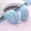 Wrapped Leather Earphone Colorful Bluetooths Stereo Microphone Headset Noise Cancelling Over Ear
