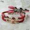 Fashion Viya Jewelry Top Sale Real Stingray Leather Bracelet Handmade Skull Bracelet with Diamond Eyes For Wholesales