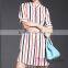 Lastest Summer Long Style Colorful Stripes Short Sleeve Blouse 093
