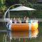 Electric floating lounge boat with bbq