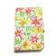 flower pattern flip leather case cover for 5-6inch cell phone
