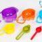 NEW 6pcs COLOURFUL Eco-Friendly PLASTIC MEASURING SPOONS & CUPS RAINBOW MULTI COLOURED FLAT