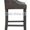 PU material wood frame ottoman chair with brass nails & armrest- (DO-6264)