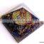 Quality Big Orgone Indigo Chakra Pyramid With Flower Of Life Symbol And Crystal Point | Reiki Pyramid