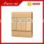 China supplier push button switch BIHU golden new design 4 gang 1 way wall switch