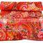 RTHKG-5 Orange Paisley Traditional Handmade Cotton Fabric Patchwork Gudri Throw Kantha Vintage Bedspread Wholesaler Jaipur