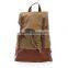 New arrival jean backpack travel canvas bag casual cowboy bags with contrast color, trim genuine leather, pu is optionable