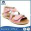 2016 Hot Selling Summer Beautiful Girls Pink X Strap Leather Sandals