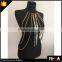 Hot Selling American Body Chain,Bib Black and Gold Chain Design Body Chain