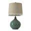 Hungry gold metal base pineapple table lamp with light cyan china lampstand for hotel guest room decoration