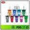 FDA Pass 450 ml double wall plastic ice cream cup with straw