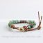6mm natural green agate genuine stone bracelet, leather bracelet with stone, european style leather bracelet