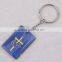 2016 new design key chain key holder clearly blue with cross & dove square key chain split key ring clip wholesale gift souvenir