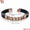 2016 fashion gold plated stainless steel clasp bracelet Genuine Leather Bangle