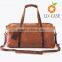 Business trip fashion man carry brown color leather duffel set weekend travel bag