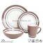 16pcs for 4person solid color with circle grace designs ceramic dinnerware set