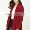 OEM High Quality Women Fashion Long Sleeve Plain Dyed Cotton Brushed Shawl Collar Cardigan Sweaters