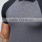 Custom Contrast Raglan Short Sleeve Button Placket Longline Grey men's Cotton/Spandex 200gsm Casual Slim Fit Polo Tshirt