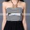 stripes cutout back tube top irregular black skirt summer party sexy dress