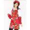 Vintage Red Floral Cotton Kitchen Apron Hat And Oversleeve Sets