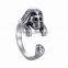 Silver Bronze Plated Lion Knuckle Ring Animal Open Mouth Unisex Rings