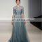 Wholesale Luxury Sequin Blue Half Sleeve Wedding Annual Party Evening Dress