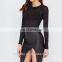 High Neckline Stripe Detail long SleevE Women Sexy Bodysuit