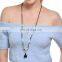 Handmade Rhinestone Beads Colorful Tassel Pendant Charm Long Sweater Necklace