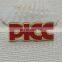 Plate gold metal hard enamel company name badge, PICC letter lapel pin