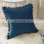 Soft Velvet Solid Cushion Covers With Pom-poms for Couch Bedroom Car