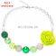 Girl Green Handmade Necklace with resin flower Children Chunky Bubblegum Beads Necklace