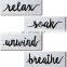 4 Pieces Rustic Farmhouse Bathroom Wooden Wall Decors Relax Soak Unwind Breathe Signs