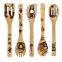 Engraved bamboo wood utensils set wholesale cooking tools bambu wood burned