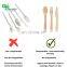 Yada 7.5 Inch 185mm Disposable Wooden Spoon Fork 193mm Knife Biodegradable Disposable Wooden Cutlery