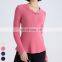 Wholesale Fall Winter T-shirt Long Open Neck Running Shirts Custom Gym Fitness Tops Long Sleeve Hooded T Shirt Women Yoga Top
