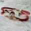 2016 Fashion Jewelry Luxury White Stingray Skin Bracelet With Stainless Steel Rose Gold Metal, Genuine Stingray/ Python Leather