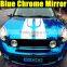 Blue color chrome mirror vinyl sticker with air bubbles 1.52x30m