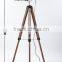 Vintage Bronze Wood Tripod Floor Lamp Nature Giant Spotlight Floor Lamp for House Decorative