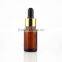 high quality glass amber bottle 15ml with samller dropper cap