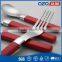 Variety of sizes red smooth touch plastic handle stainless steel cutlery 2015