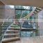 steel structure curved stairs or glass arc staircase with glass tread and glass balustrade