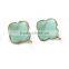 The Gopali Jewellers Aqua Chalcedony Gemstone Clover Gold Stud earrings