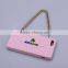 custom design fashion rhombus shape silicone cell phone case with chain