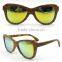 2016 fashion design lady style good quality cat eye wooden sunglasses with yellow revo coating